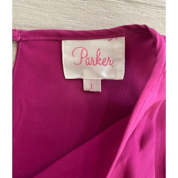 Parker Color Block Dress, 100% Silk, Size Large, Pink Black - Picture 3 of 7